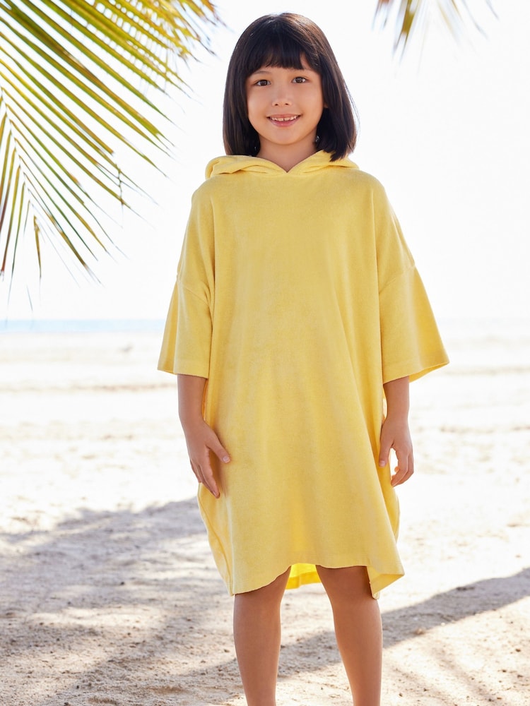 Yellow Oversized Hooded Towelling Cover-Up - Image 1 of 8