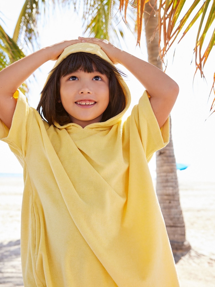 Yellow Oversized Hooded Towelling Cover-Up - Image 2 of 8