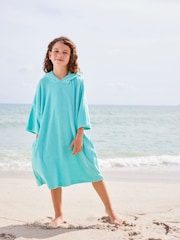 Aqua Blue Oversized Hooded Towelling Cover-Up - Image 2 of 7