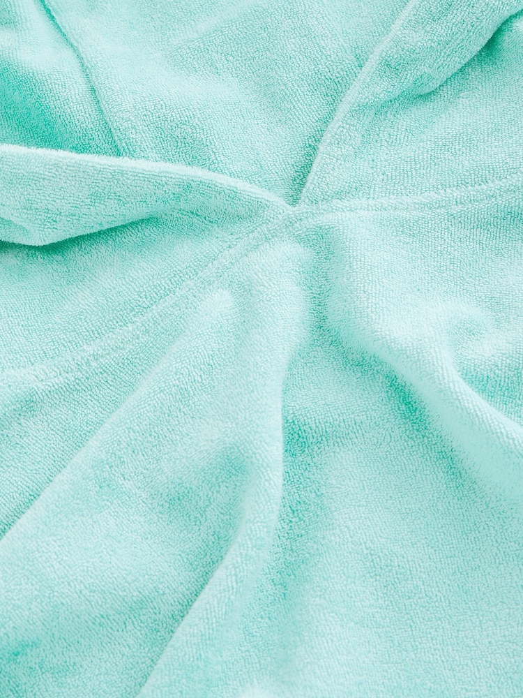 Aqua Blue Oversized Hooded Towelling Cover-Up - Image 7 of 7
