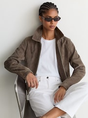 Reiss Sorina Suede Zip-Through Moto Jacket - Kuva 1 / 9