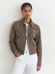 Reiss Sorina Suede Zip-Through Moto Jacket - Kuva 6 / 9