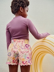 Pink Floral Textured Beach Shorts (3-16yrs) - Image 2 of 6