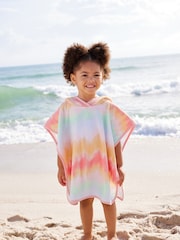 Multi Tie Dye Towelling Poncho - Image 1 of 7