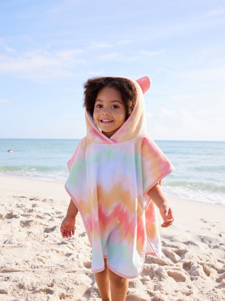 Multi Tie Dye Towelling Poncho - Image 2 of 7