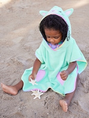 Aqua Blue 100% Cotton Towelling Poncho (9mths-10yrs) - Image 1 of 1
