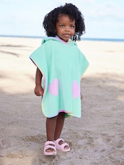 Aqua Blue 100% Cotton Towelling Poncho (9mths-10yrs) - Image 2 of 7