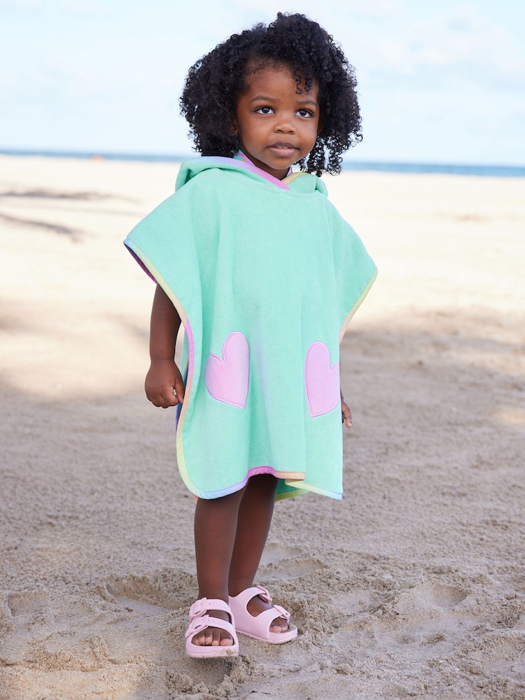 Aqua Blue 100% Cotton Towelling Poncho (9mths-10yrs) - Image 2 of 7