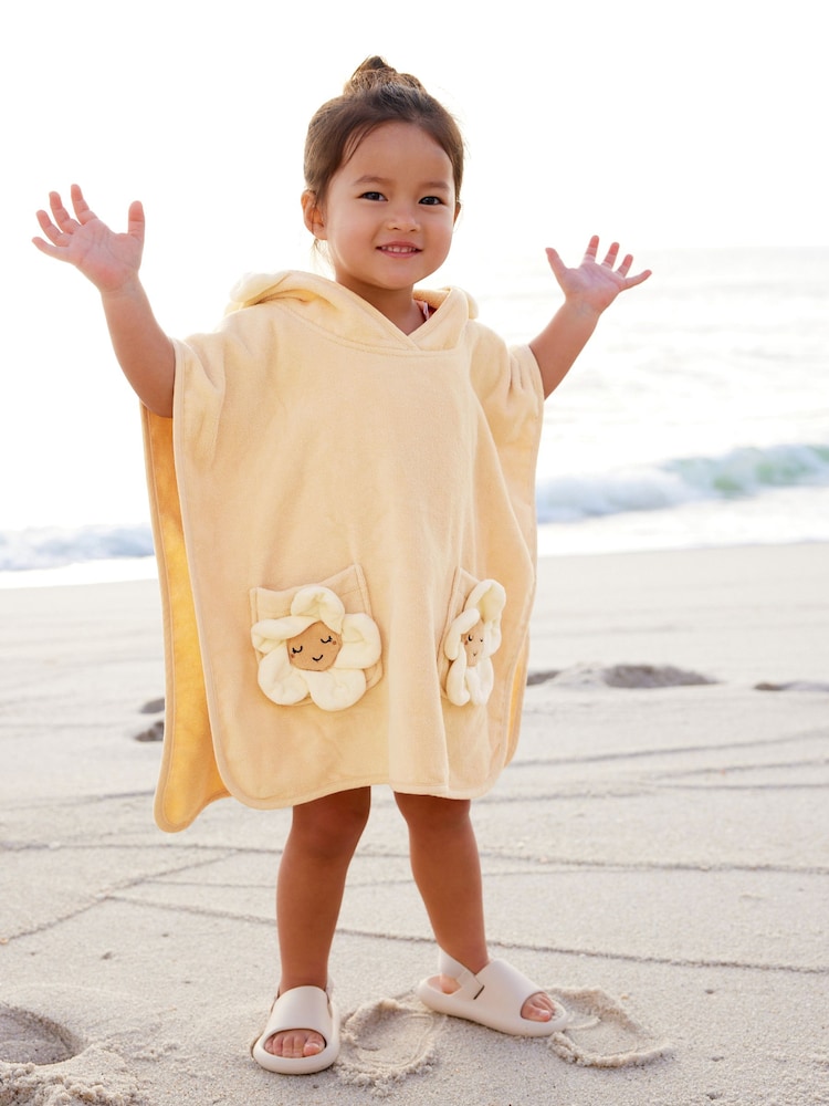 Cream 100% Cotton Towelling Poncho (9mths-10yrs) - Image 1 of 7
