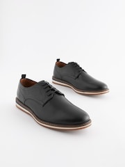 Black Leather Wedge Derby Shoes - Image 1 of 6