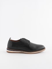 Black Leather Wedge Derby Shoes - Image 2 of 6