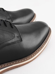 Black Leather Wedge Derby Shoes - Image 3 of 6