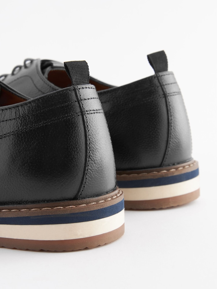 Black Leather Wedge Derby Shoes - Image 4 of 6