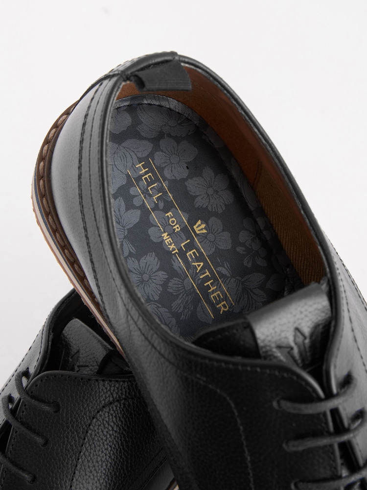Black Leather Wedge Derby Shoes - Image 5 of 6