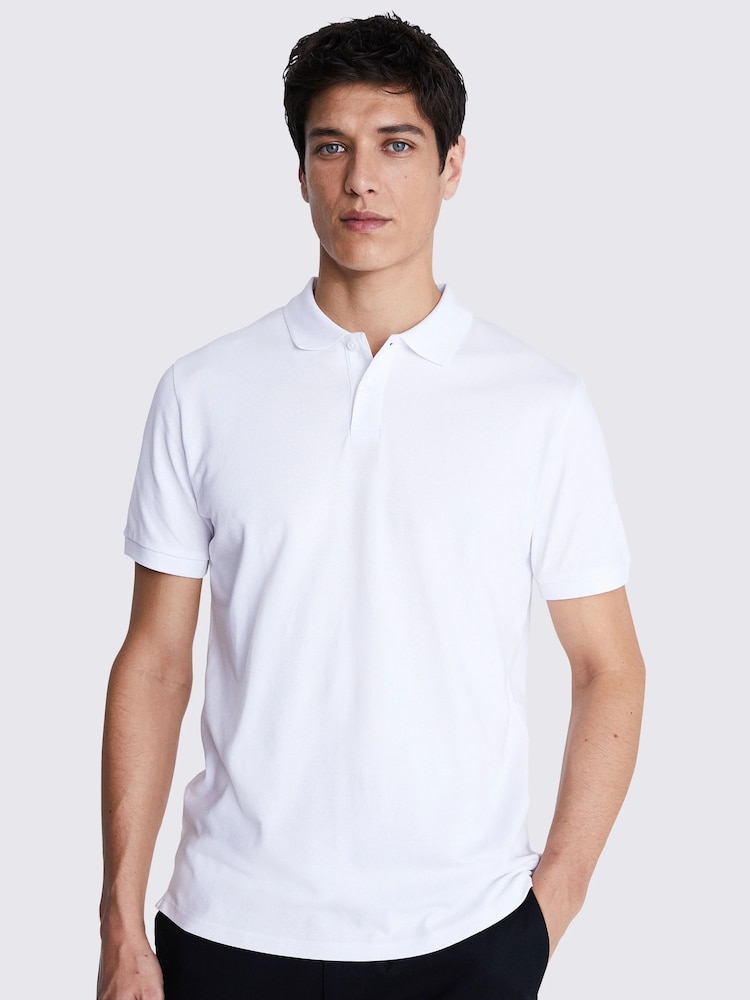 MOSS White Pique Polo Shirt - Image 1 of 6 MOSS White Pique Polo Shirt - Image 1 of 6