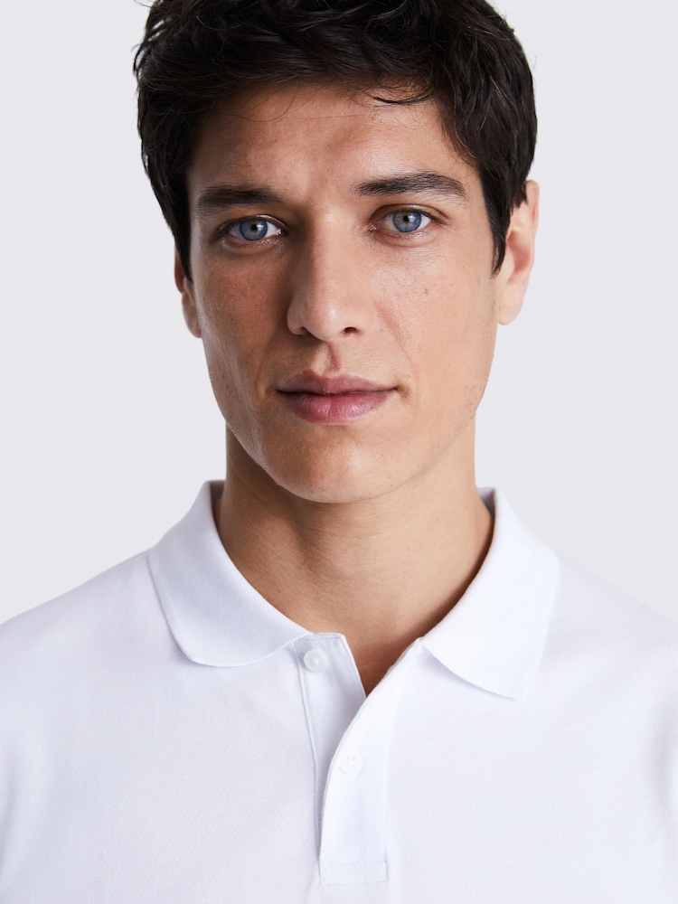 MOSS White Pique Polo Shirt - Image 4 of 6