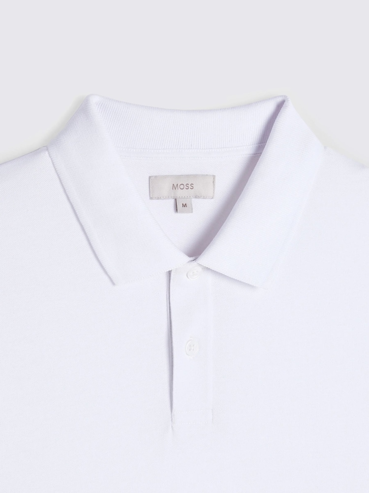MOSS White Pique Polo Shirt - Image 6 of 6 MOSS White Pique Polo Shirt - Image 6 of 6