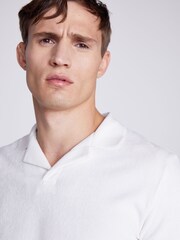 MOSS Cream Terry Towelling Skipper 100% Cotton Polo Shirt - Image 4 of 5