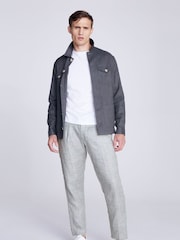 MOSS Light Grey Casual 100% Linen Worker Joggers - Image 3 of 4