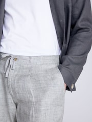 MOSS Light Grey Casual 100% Linen Worker Joggers - Image 4 of 4