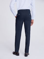 MOSS Blue Slim Fit Matte Linen Trousers - Image 2 of 3