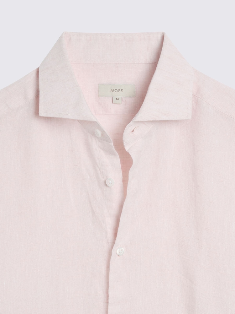 Moss Pink Tailored Fit 100% Linen Shirt - Image 6 of 6 Moss Pink Tailored Fit 100% Linen Shirt - Image 6 of 6