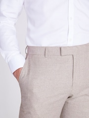 MOSS Taupe Brown Slim Fit Guabello Puppytooth Trousers - Image 2 of 2