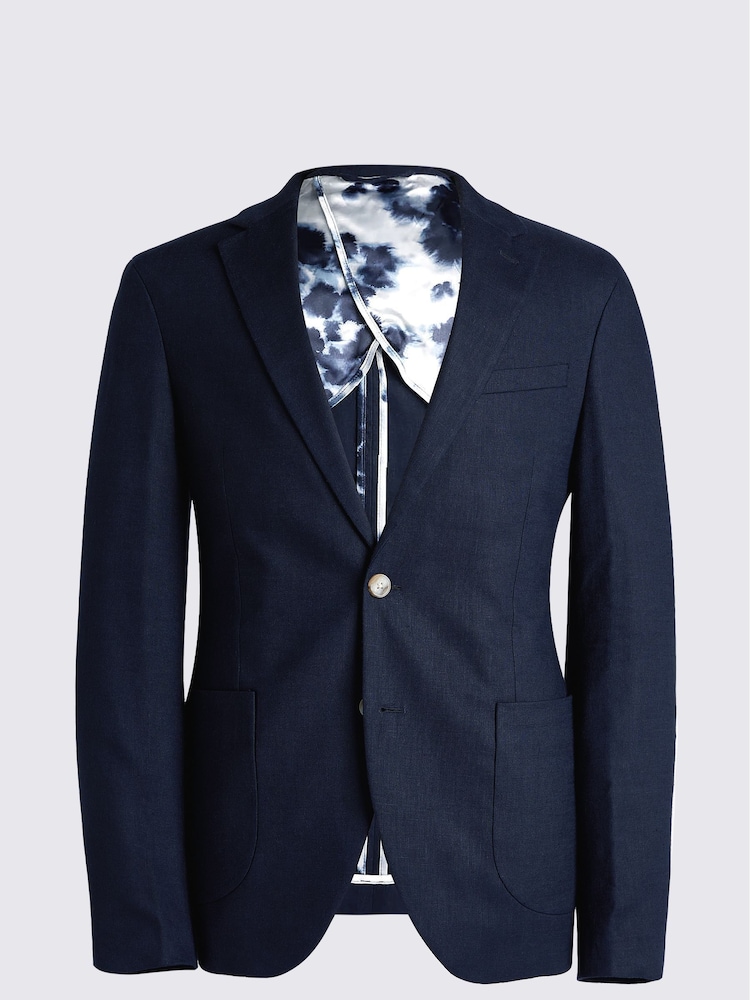 MOSS Slim Fit de linho Linen Jacket - Imagem 6 de 6