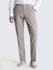 MOSS Taupe Natural Slim Fit Linen Trousers - Image 1 of 3