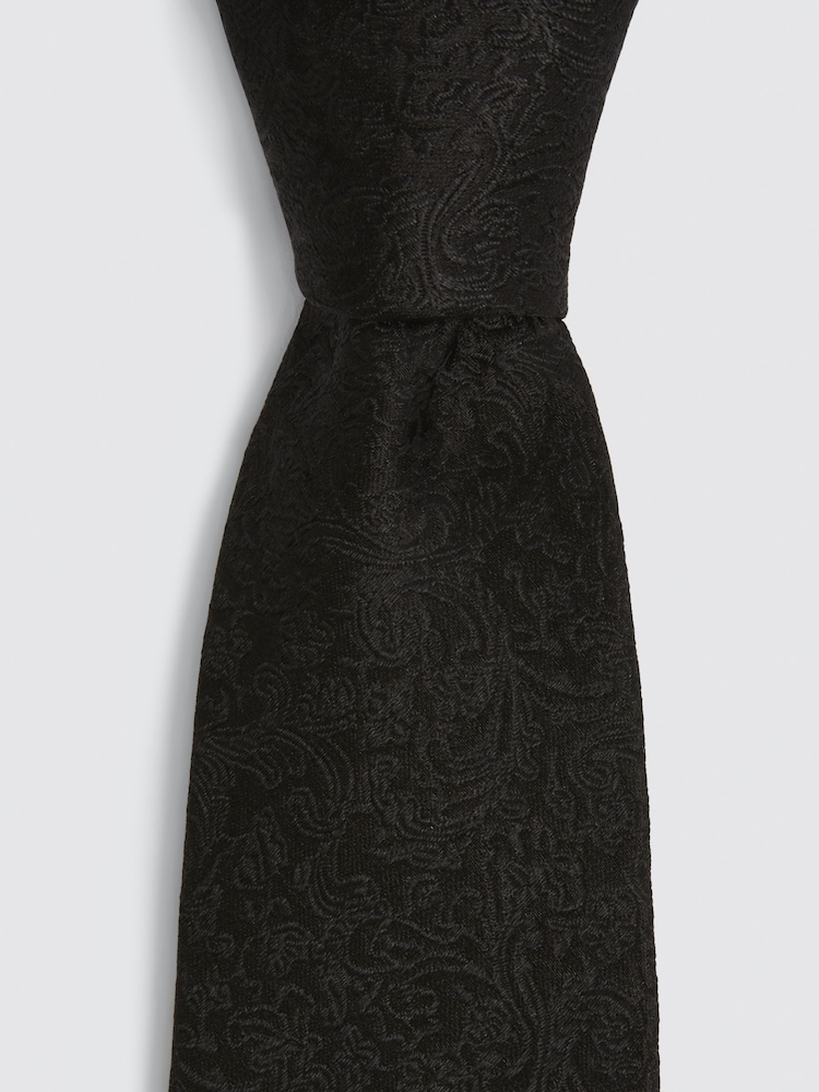 MOSS Black Oxford Silk Tie - Image 2 of 2
