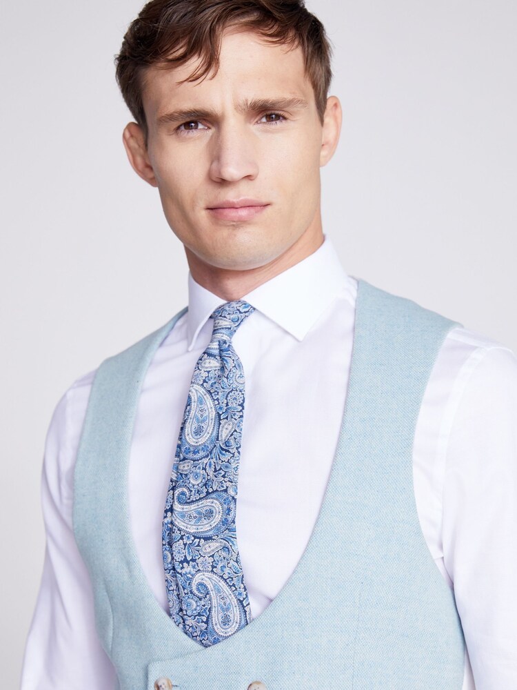 MOSS Blue Tailored Fit Donegal Waistcoat - Image 3 of 3