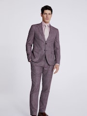MOSS Slim Fit Pink Italian Quartz Check Jacket - Image 1 of 1