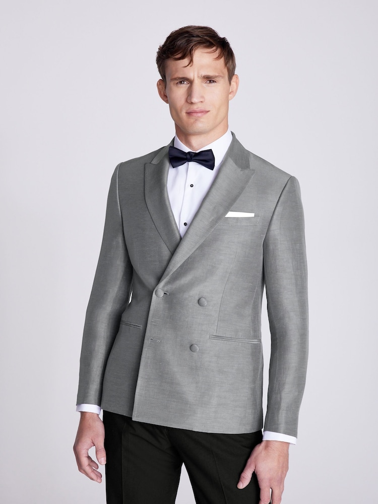 MOSS Slim Fit Grey Slub Velvet Jacket - Image 1 of 1