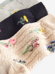 Navy Floral Ankle Socks 4 Pack - Image 6 of 6