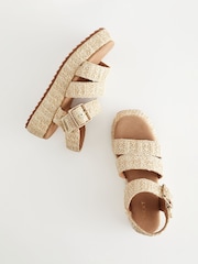 Neutral Raffia Platform Wedge Sandals - Image 3 of 5