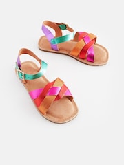 Multi Rainbow Wide Fit (G) Leather Woven Sandals - Image 1 of 6
