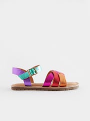 Multi Rainbow Wide Fit (G) Leather Woven Sandals - Image 2 of 6