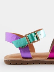 Multi Rainbow Wide Fit (G) Leather Woven Sandals - Image 5 of 6