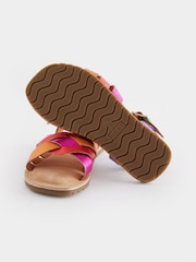 Multi Rainbow Wide Fit (G) Leather Woven Sandals - Image 6 of 6
