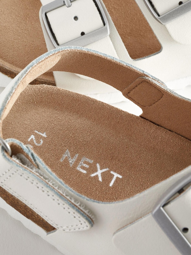 White Leather Standard Fit (F) Two Strap Corkbed Sandals - Image 7 of 7 White Leather Standard Fit (F) Two Strap Corkbed Sandals - Image 7 of 7