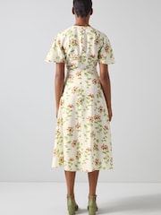 LK Bennett Cream Pascal Valerian Floral Print Silk Dress - Image 2 of 5