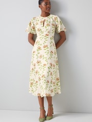 LK Bennett Cream Pascal Valerian Floral Print Silk Dress - Image 3 of 5