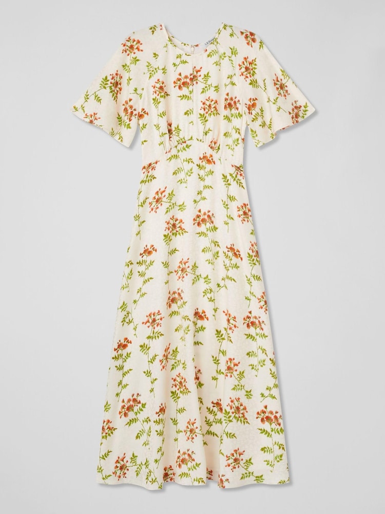 LK Bennett Cream Pascal Valerian Floral Print Silk Dress - Image 5 of 5