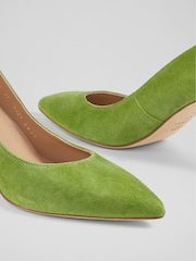 LK Bennett Green Floret Suede Pointed Toe Courts - Image 4 of 4