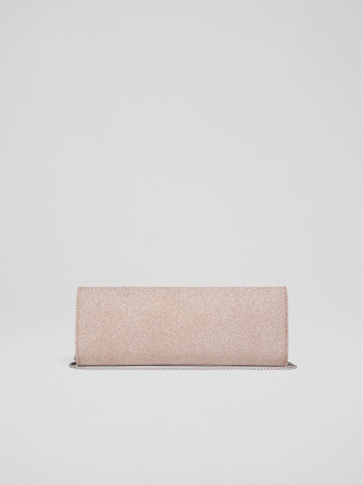 LK Bennett Pink Lucille Fine Glitter Clutch Bag - Image 2 of 4