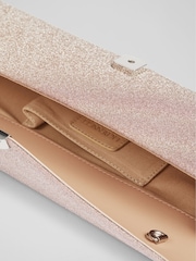 LK Bennett Pink Lucille Fine Glitter Clutch Bag - Image 3 of 4