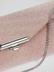LK Bennett Pink Lucille Fine Glitter Clutch Bag - Image 4 of 4
