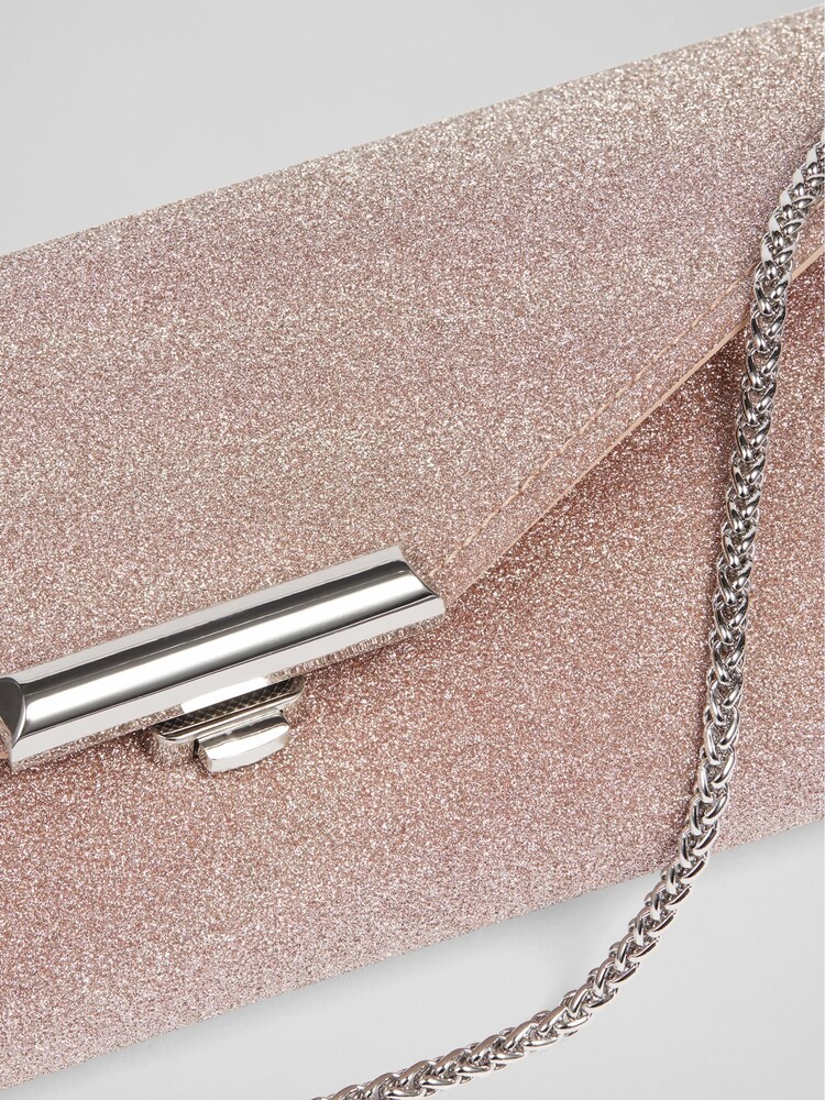 LK Bennett Pink Lucille Fine Glitter Clutch Bag - Image 4 of 4