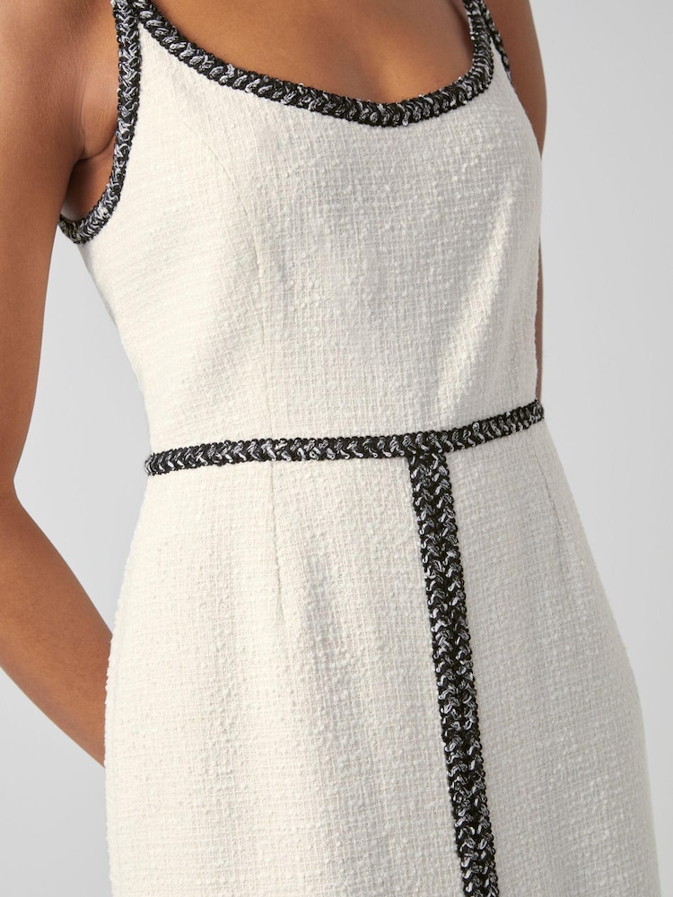 LK Bennett Tara Ivory Cream Recycled Cotton Tweed Dress - Image 3 of 4