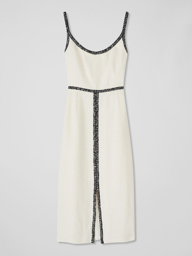 LK Bennett Tara Ivory Cream Recycled Cotton Tweed Dress - Image 4 of 4